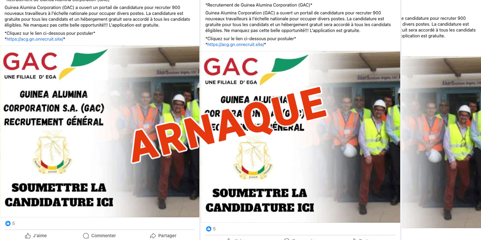 Arnaque, GAC ne fait en ce moment aucun recrutement de masse !