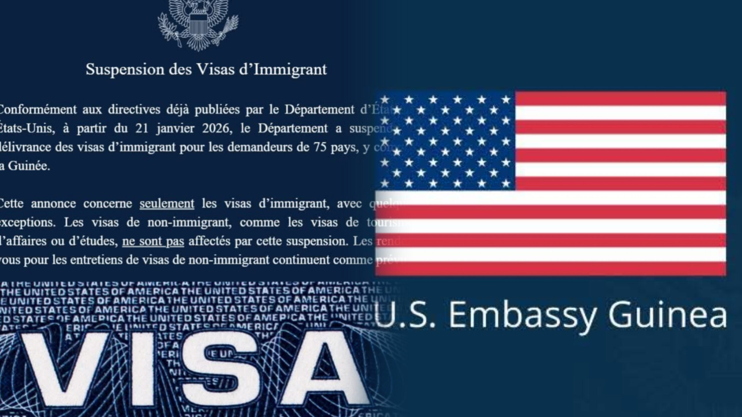 Visas américains : les demandes de tourisme et d’études pour les Guinéens restent maintenues Visas américains : les demandes de tourisme et d’études pour les Guinéens restent maintenues
