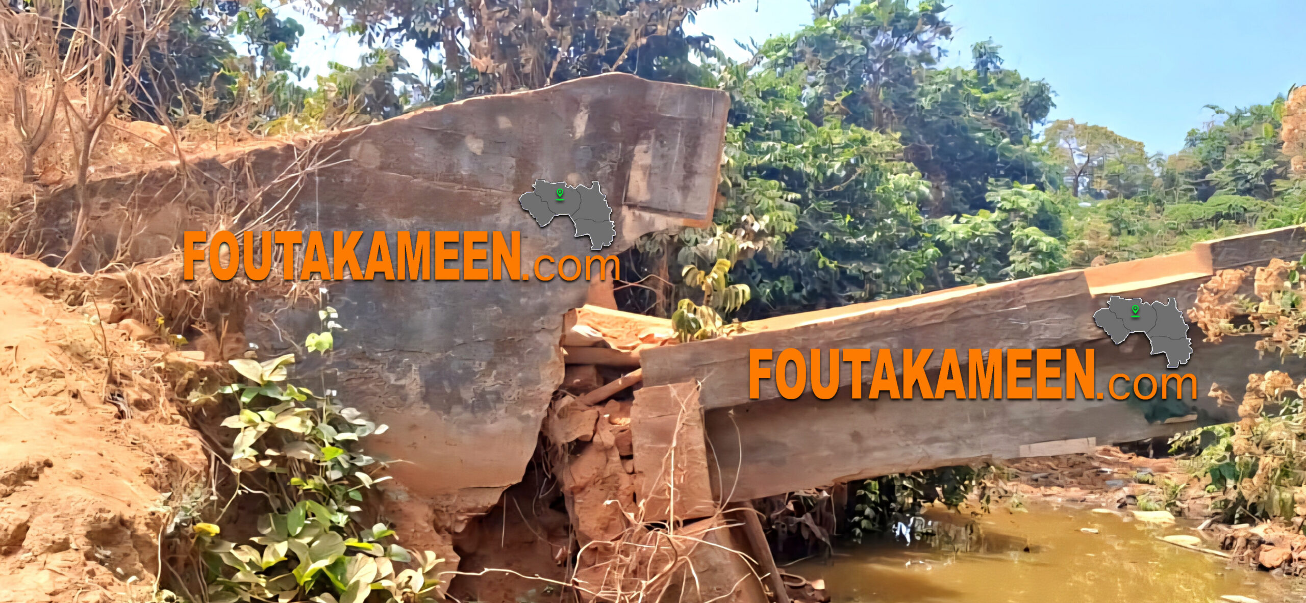 Labé : effondré depuis six mois, le pont reliant Doghol et Madina, une urgence de reconstruction toujours ignorée