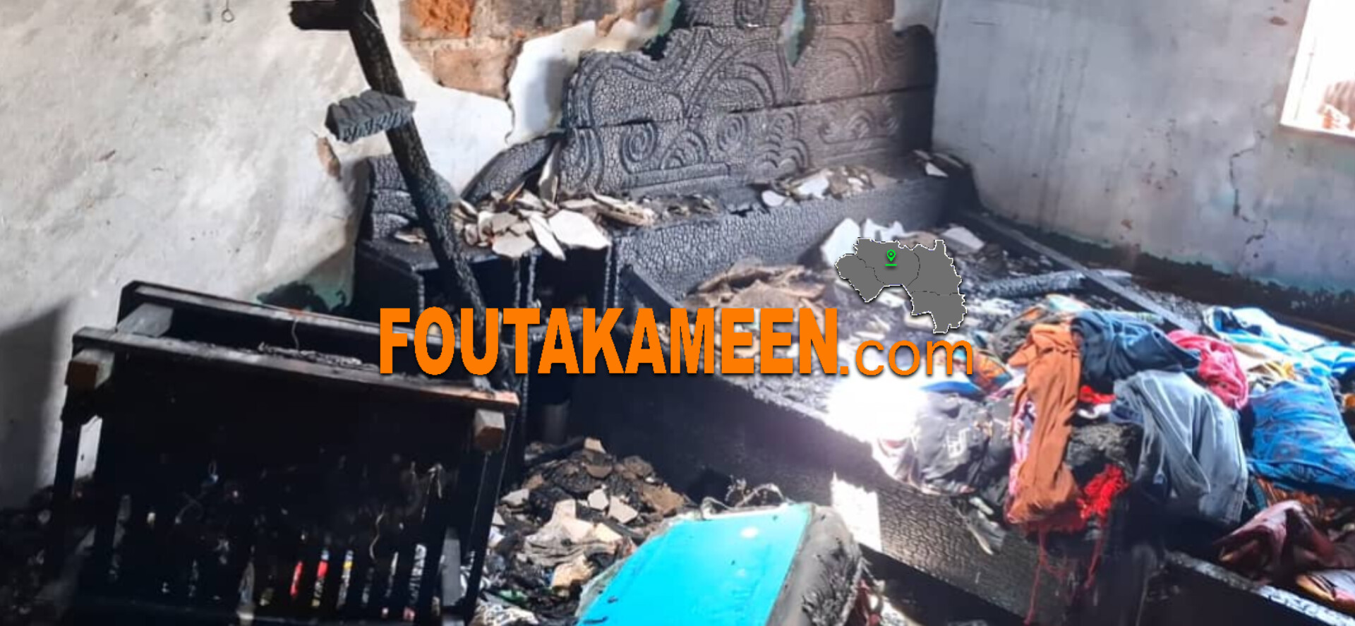 Labé : une maison ravagée par un incendie à Domby, plusieurs biens matériels réduits en cendres